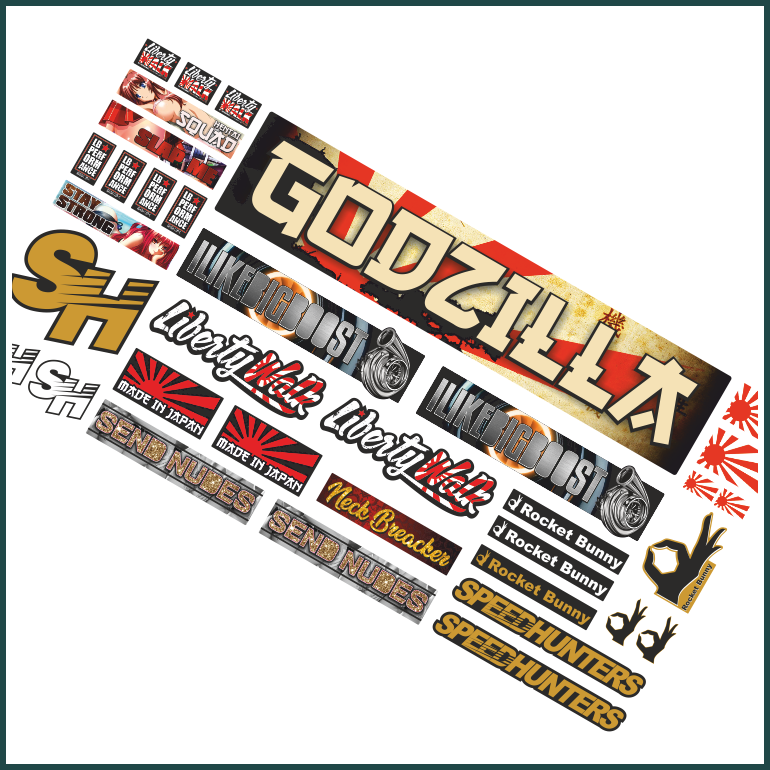 1:10 - 35tlg. Set RC Drifter Aufkleber Sticker JDM Japan HPI Himoto Ta ...