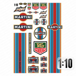 Lade das Bild in den Galerie-Viewer, 1:10 RC Car Aufkleber - Racing Martini Hoonigan LeMans Drifter Classic Oldtimer Modellbau Beschriftung
