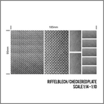 Lade das Bild in den Galerie-Viewer, 1:14 - 1:10 Riffelblech Chromfolie selbstkl / Checkered Plate printed Chrom Foil Modellbau Beschriftung
