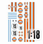 Lade das Bild in den Galerie-Viewer, 1:18 RC Car Aufkleber - Racing Oil Gulf USA #15 Gasoline Hoonigan LeMans Drifter Modellbau Beschriftung
