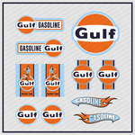 Lade das Bild in den Galerie-Viewer, 11tlg GULF XL Aufkleberset Oldschool Gasoline US Muscle Car Oldtimer Youngtimer Modellbau Beschriftung
