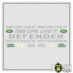 Lade das Bild in den Galerie-Viewer, 12 teiliges Aufkleber Set 1:10 Land Rover Defender RC Sticker Modellbau grau Modellbau Beschriftung
