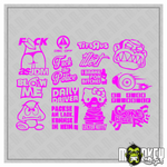 Lade das Bild in den Galerie-Viewer, 14teiliges JDM Aufkleber Set 1:10 RC Tuning Sticker Drifter Japan Modellbau pink Modellbau Beschriftung
