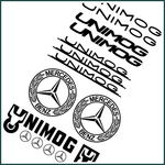 Lade das Bild in den Galerie-Viewer, 15er Set Unimog Black Chrom 1:8 1:10 1:12 Tamiya Hachette Carson AUFKLEBER 1:14 Modellbau Beschriftung
