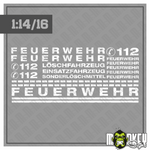 Lade das Bild in den Galerie-Viewer, 18 teiliges Aufkleber Set Feuerwehr weiß passend für 1:14 &amp; 1:16 RC LKW Truck Modellbau Beschriftung
