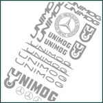 Lade das Bild in den Galerie-Viewer, 18er SET Unimog Chrom 1:8 1:10 1:12 Tamiya Hachette Carson AUFKLEBER 1:14 Modellbau Beschriftung
