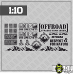 Lade das Bild in den Galerie-Viewer, 21 teil. RC Crawler Offroad &amp; Drifter Aufkleber Set 1:10 Sticker Modellbau black Modellbau Beschriftung
