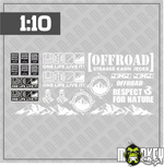 Lade das Bild in den Galerie-Viewer, 21 teil. RC Crawler Offroad &amp; Drifter Aufkleber Set 1:10 Sticker Modellbau weiß Modellbau Beschriftung

