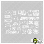 Lade das Bild in den Galerie-Viewer, 25teilig JDM Aufkleber Set 1:10 RC Tuning Sticker Drifter Japan Modellbau weiß Modellbau Beschriftung
