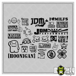 Lade das Bild in den Galerie-Viewer, 25tlg JDM Drifter Aufkleber 1:10 Sticker RC Car Modellbau Tuning Racing black Modellbau Beschriftung
