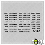 Lade das Bild in den Galerie-Viewer, 34 teil. Set Rhätische Bahn Schweiz Beschriftung Decals 1:160 Spur N schwarz Modellbau Beschriftung
