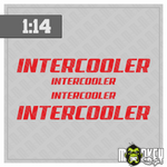 Lade das Bild in den Galerie-Viewer, 3teil. 1:14 Frontscheiben Aufkleber Truck Tamiya RC 1:14 Intercooler rot Modellbau Beschriftung
