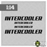 Lade das Bild in den Galerie-Viewer, 3teil. 1:14 Frontscheiben Aufkleber Truck Tamiya RC 1:14 Intercooler schwarz Modellbau Beschriftung
