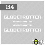 Lade das Bild in den Galerie-Viewer, 3teil. 1:14 Frontscheiben Aufkleber Truck Tamiya RC Globetrotter weiß Modellbau Beschriftung
