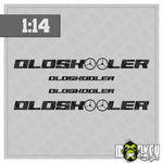 Lade das Bild in den Galerie-Viewer, 3teil. 1:14 Frontscheiben Aufkleber Truck Tamiya RC Oldskooler black Modellbau Beschriftung
