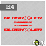 Lade das Bild in den Galerie-Viewer, 3teil. 1:14 Frontscheiben Aufkleber Truck Tamiya RC Oldskooler rot Modellbau Beschriftung
