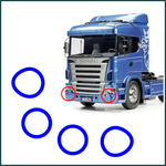Lade das Bild in den Galerie-Viewer, 4teil. SCANIA Scheinwerfer Ringe Aufkleber 1:14 - Farbe wählbar - RC Tamiya Modellbau Beschriftung
