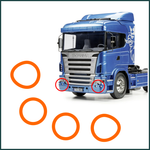Lade das Bild in den Galerie-Viewer, 4teil. SCANIA Scheinwerfer Ringe Aufkleber 1:14 - Farbe wählbar - RC Tamiya Modellbau Beschriftung
