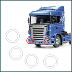 Lade das Bild in den Galerie-Viewer, 4teil. SCANIA Scheinwerfer Ringe Aufkleber 1:14 - Farbe wählbar - RC Tamiya Modellbau Beschriftung

