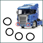 Lade das Bild in den Galerie-Viewer, 4teil. SCANIA Scheinwerfer Ringe Aufkleber 1:14 - Farbe wählbar - RC Tamiya Modellbau Beschriftung
