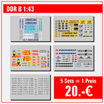 Lade das Bild in den Galerie-Viewer, 5 Sets - Waterslide Decal 1:43 - DDR Kennzeichen Post Minol Robotron Pneumant Modellbau Beschriftung
