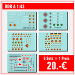 Lade das Bild in den Galerie-Viewer, 5 Sets - Waterslide Decal 1:43 - DDR NVA Grenze Volkspolizei VP DRK Tankwagen Modellbau Beschriftung
