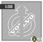 Lade das Bild in den Galerie-Viewer, Volvo Schriftzug / Logo 1:32 – 2-teiliges Aufkleber-Set weiss LKW Truck0
