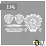 Lade das Bild in den Galerie-Viewer, 7er Scania Aufkleber Set passend für 1:14 Tamiya RC LKW Truck Sticker grau weiss Modellbau Beschriftung
