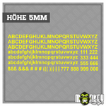 Lade das Bild in den Galerie-Viewer, Aufkleber 209teilig Modellbau RC Slotcar Bahn Zahlen Buchstaben Sticker 5mm Modellbau Beschriftung
