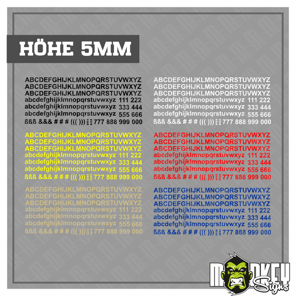 Modellbau Aufkleber mit Zahlen und Buchstaben