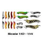 Lade das Bild in den Galerie-Viewer, Aufkleber Set 1:10 / 1:14 Hotwheels Flames RC Modellbau Flammen US Cars V8 Drift Modellbau Beschriftung
