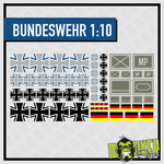 Lade das Bild in den Galerie-Viewer, Aufkleber Set 1:10 Bundeswehrkreuz Panzer LKW Armee Panzerbattalion Feldjäger Modellbau Beschriftung

