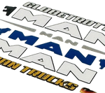 Lade das Bild in den Galerie-Viewer, Aufkleber Set 6-teilig 1:32 Modellbau RC Slotcar Sticker UV-beständig MAN Modellbau Beschriftung
