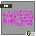 Lade das Bild in den Galerie-Viewer, Aufkleber Set JDM Drifter 1:10 RC Auto Modellbau Tuning Sticker ASIA magenta Modellbau Beschriftung
