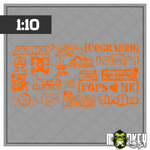 Lade das Bild in den Galerie-Viewer, Aufkleber Set JDM Drifter 1:10 RC Auto Modellbau Tuning Sticker ASIA orange Modellbau Beschriftung
