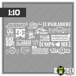 Lade das Bild in den Galerie-Viewer, Aufkleber Set JDM Drifter 1:10 RC Auto Modellbau Tuning Sticker ASIA weiss Modellbau Beschriftung
