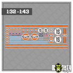 Lade das Bild in den Galerie-Viewer, Gulf Racing Aufkleber SET für Slotcars 1:32 &amp; 1:43 Motorsport Modellbau Sticker Modellbau Beschriftung
