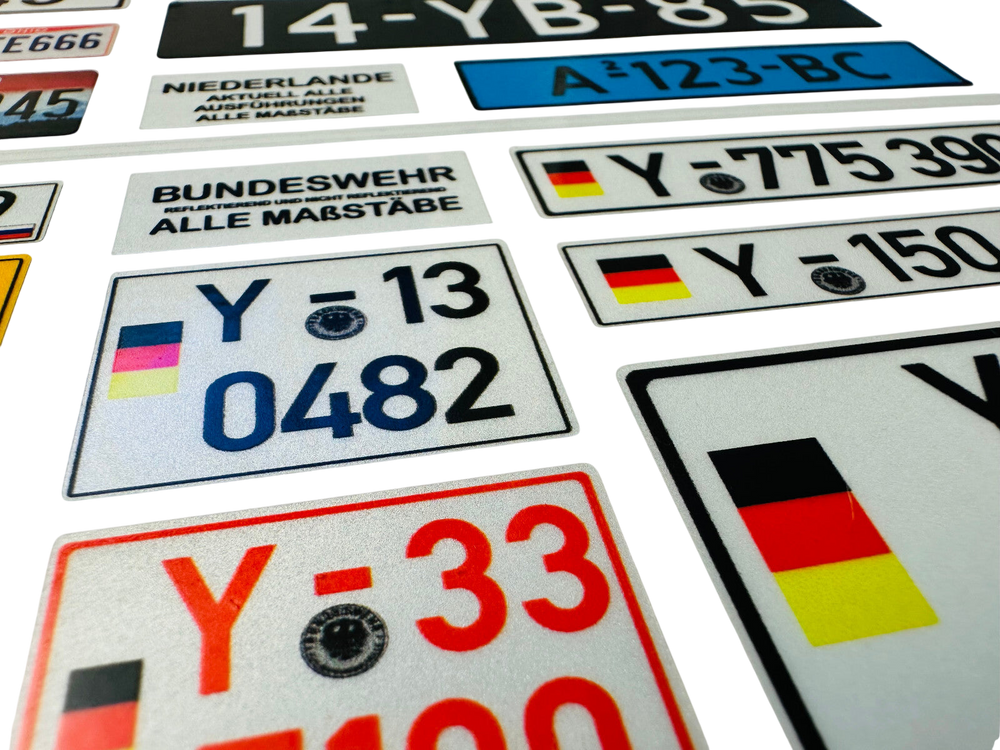 Kennzeichen reflektierend Modellbau RC 1:5 1:12 1:14 1:16 1:8 1:24 1:18 1:10 Modellbau Beschriftung