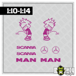 Lade das Bild in den Galerie-Viewer, Männchen Piss Junge B lila 1:10 bis 1:14 | Modellbau Zubehör für RC LKW Auto Modellbau Beschriftung
