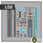 Lade das Bild in den Galerie-Viewer, Martini Decal Set 1:32 Racing Beschriftung Modellbau Motorsport Scale Zubehör Modellbau Beschriftung
