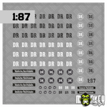 Lade das Bild in den Galerie-Viewer, Mehrteiliges Set Deutsche Reichsbahn Beschriftung Decals DDR 1:87 Spur H0 Set A Modellbau Beschriftung
