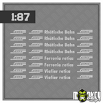 Lade das Bild in den Galerie-Viewer, Mehrteiliges Set Schweiz Rhätische Bahn Suisse Beschriftung Decals 1:87 Spur H0 Modellbau Beschriftung

