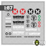 Lade das Bild in den Galerie-Viewer, Mehrteiliges Set VEB WEIMAR WERK Decals 1:87 Spur H0 Modelleisenbahn DDR Modellbau Beschriftung
