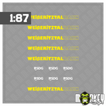 Lade das Bild in den Galerie-Viewer, Mehrteiliges Set Weißeritztal Beschriftung Decals DDR 1:87 Spur H0 Modellbahn Modellbau Beschriftung
