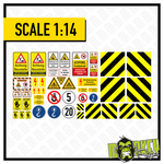 Lade das Bild in den Galerie-Viewer, Set 1:14 - 1:16 Aufkleber WARNHINWEISE TAMIYA WEDICO Kran Baustelle Lader Raupe Modellbau Beschriftung
