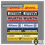 Lade das Bild in den Galerie-Viewer, Slotcar Bandenwerbung Set 12tlg 80x30mm Rennbahn Deko Werbung Slotcar Bahn Modellbau Beschriftung
