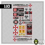 Lade das Bild in den Galerie-Viewer, Stickerbogen 38tlg Umbrella Logo Aufkleber Set 1:10 RC Car Tuning Decals Modellbau Beschriftung
