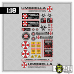 Lade das Bild in den Galerie-Viewer, Stickerbogen 38tlg Umbrella Logo Aufkleber Set 1:18 RC Car Tuning Decals Modellbau Beschriftung
