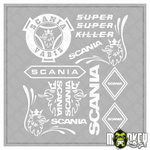Lade das Bild in den Galerie-Viewer, Tamiya LKW Aufkleber SCANIA Set 14-teilig 1:14 1:16 Modellbau Sticker weiss Modellbau Beschriftung
