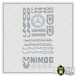 Lade das Bild in den Galerie-Viewer, Unimog Aufkleber Set 18tlg Military Grau LKW 1:8 1:14 Universal Tamiya Sticker Modellbau Beschriftung
